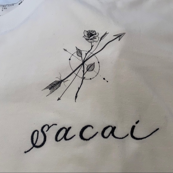NEW SACAI x DR WOO sz 3 L White Logo Tshirt Rose